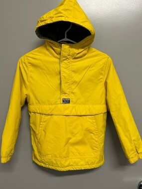 Zara Kids Yellow Hooded Anorak Jacket Quilted Lined Size 10 140 Rain Windbreaker